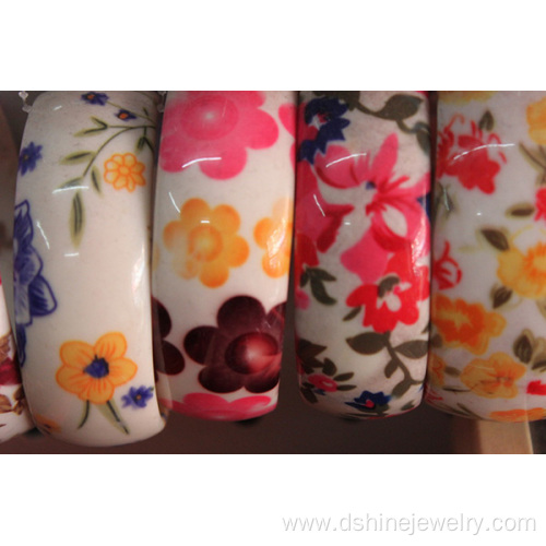 Fashion Flower Printed Ladies Fancy Wide Acrylic Bangles